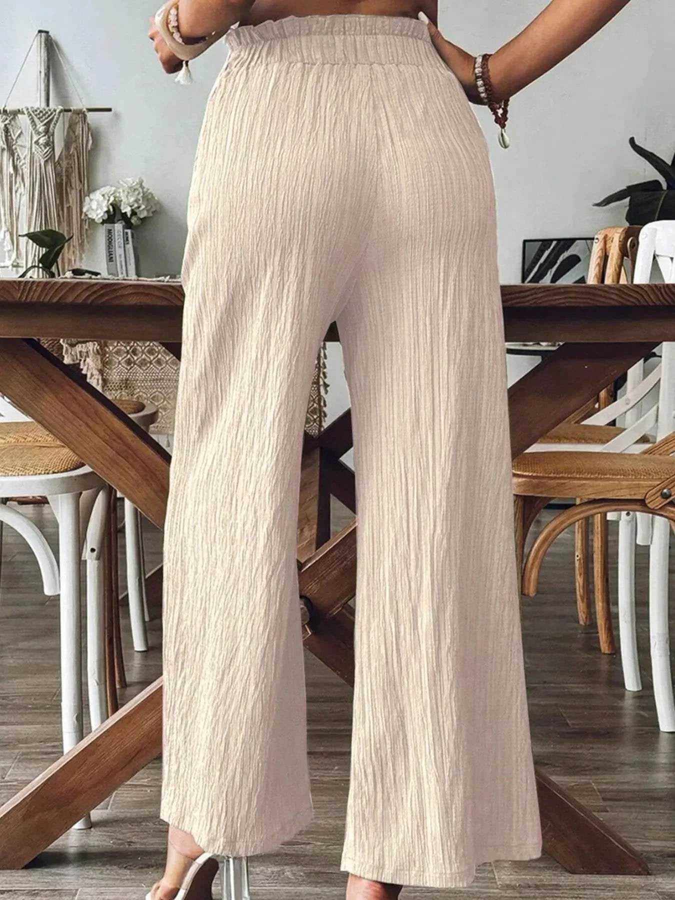 Textured Wide-Leg Pants