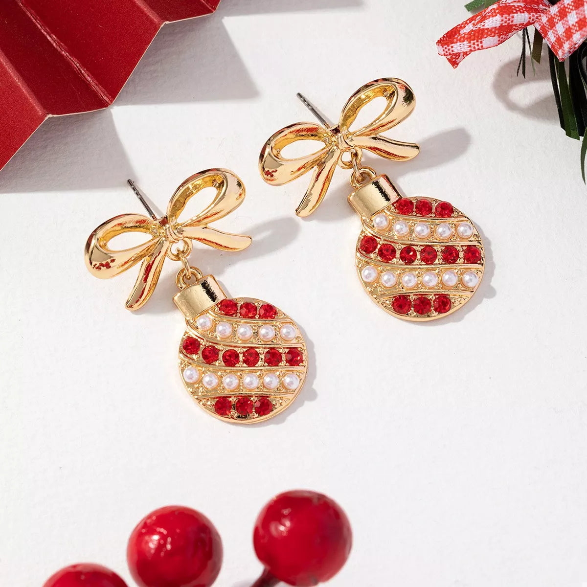 Christmas Bow Drop Earrings