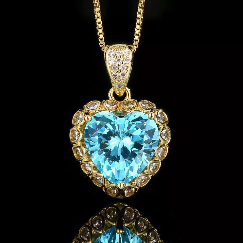 Heart-Shaped Aquamarine Pendant Necklace