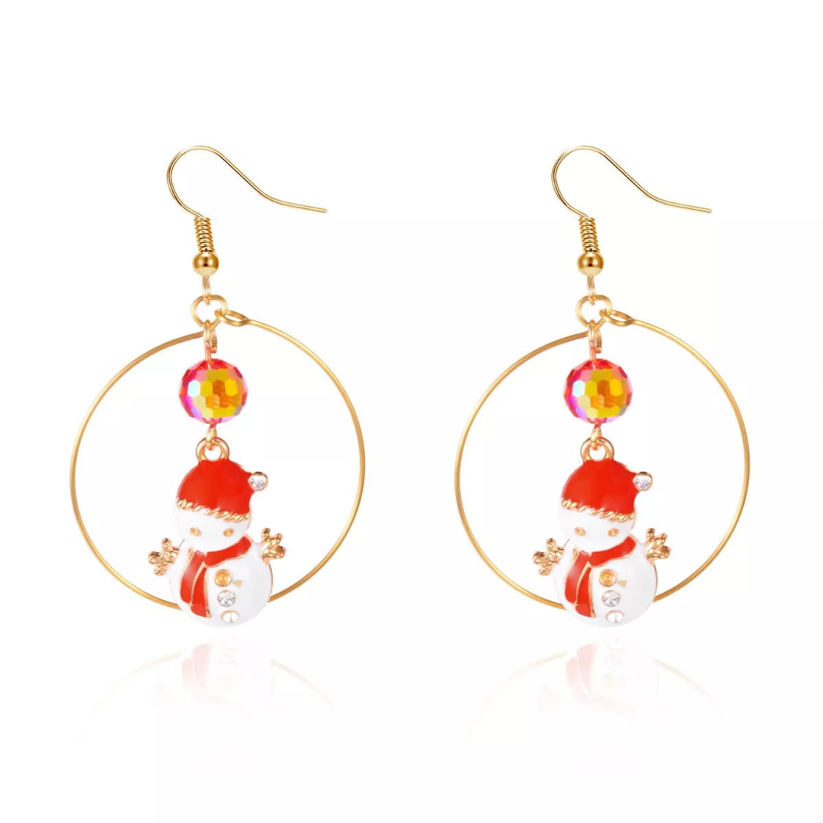 18K Gold-Plated Christmas Snowman Earrings