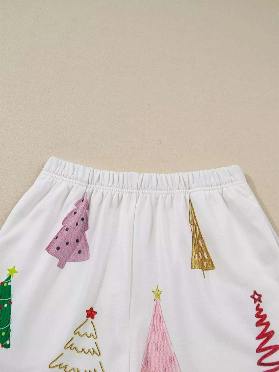 Christmas Tree Round Neck Top and Shorts Set