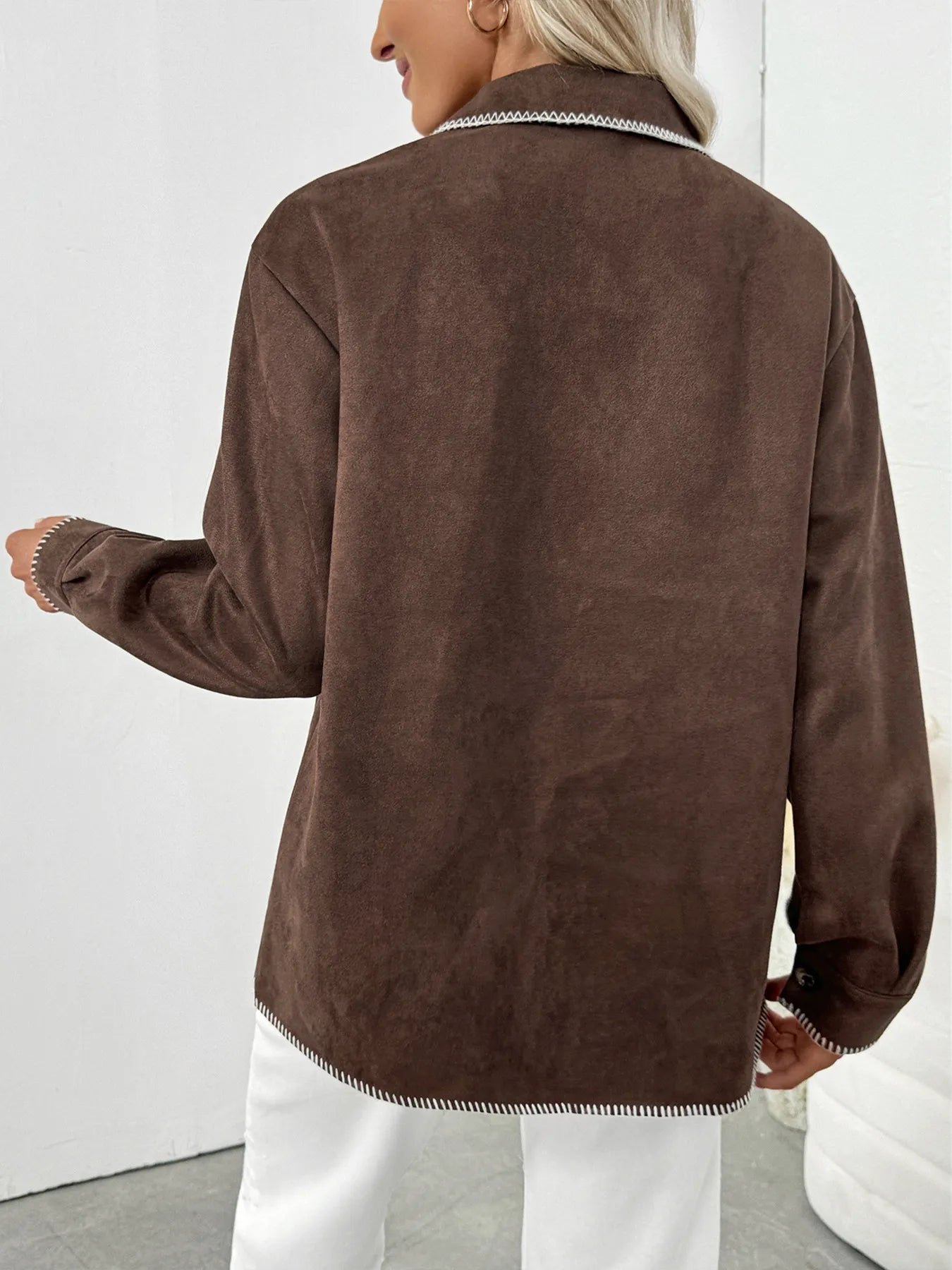 Button Up Contrast Trim Jacket