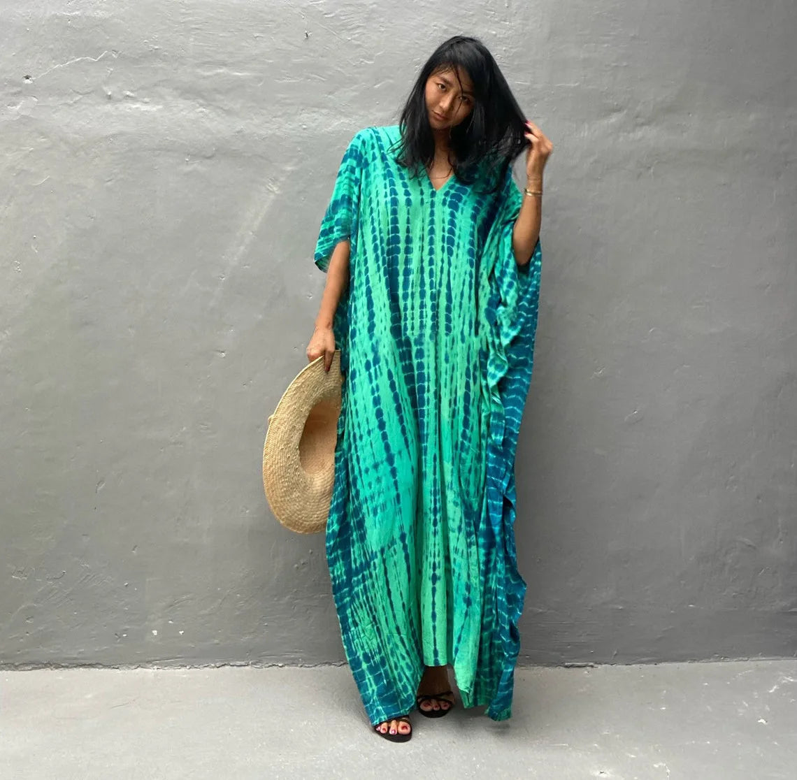 Women's Plus Size Beach Kaftan Dress – Half Sleeve Swimsuit Cover-Up