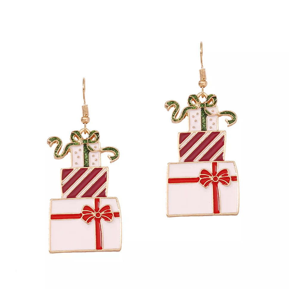 Christmas Gift Box Dangle Earrings