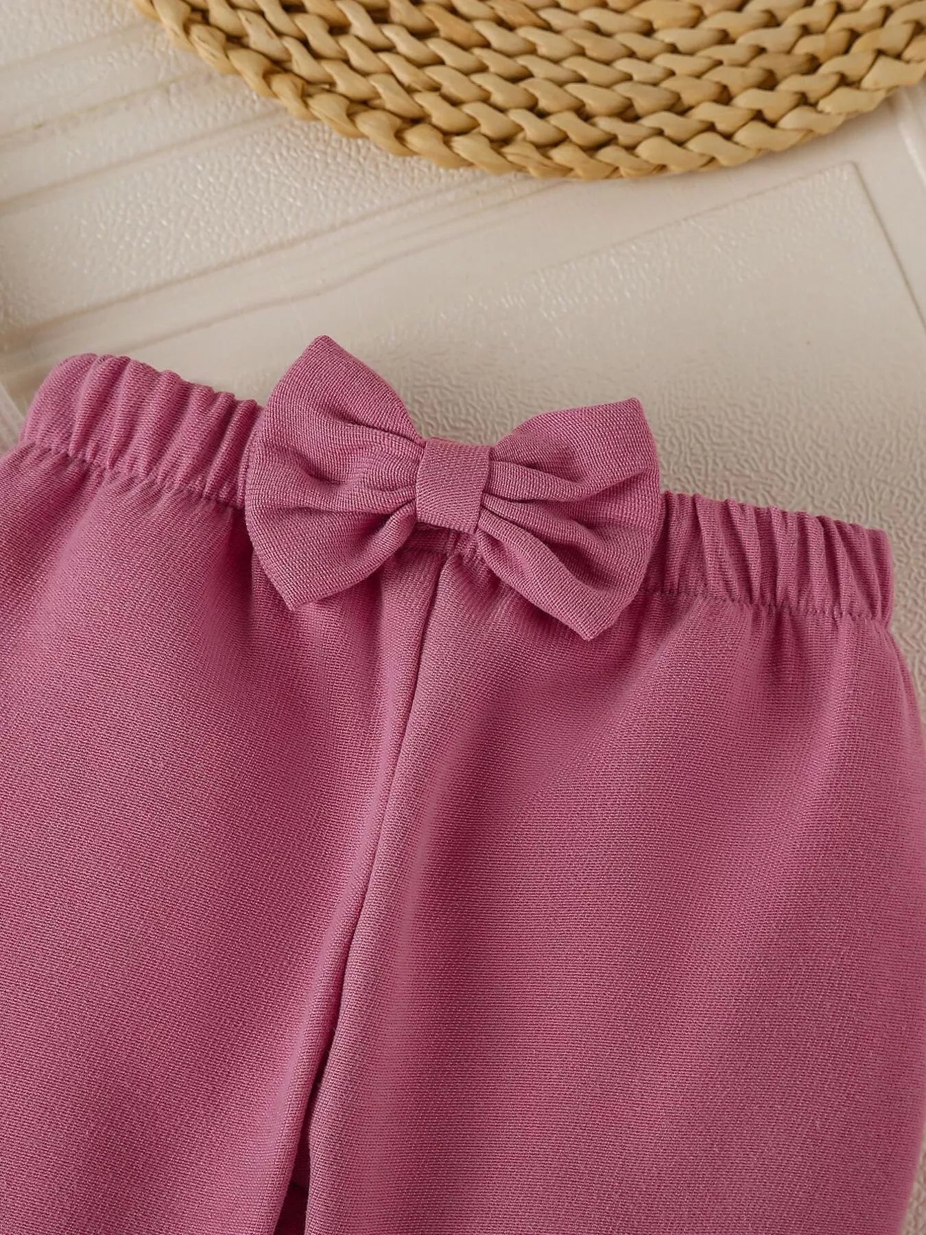 Children's Floral Applique Ribbed Top & Flare Leg Pants Set