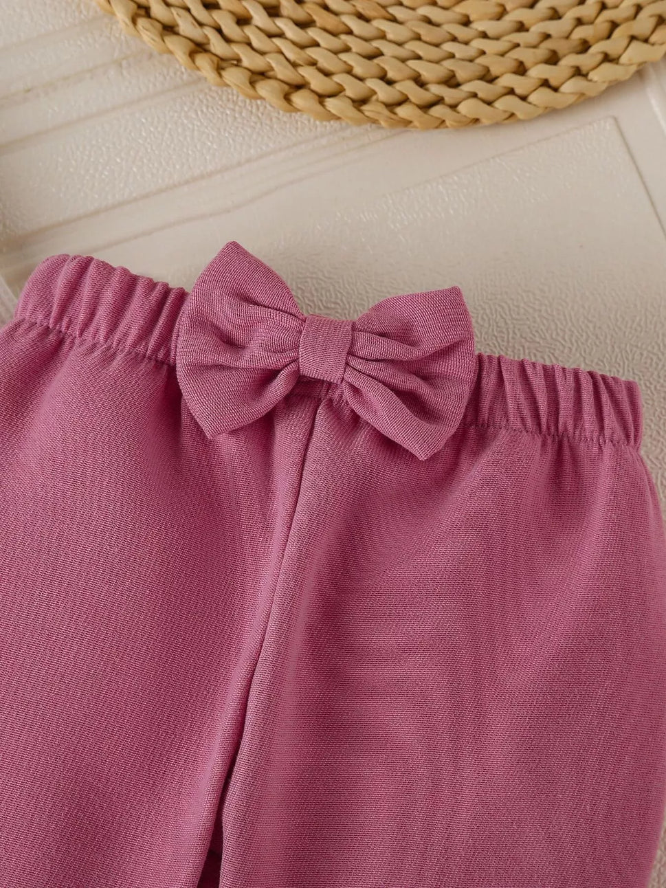 Children's Floral Applique Ribbed Top & Flare Leg Pants Set