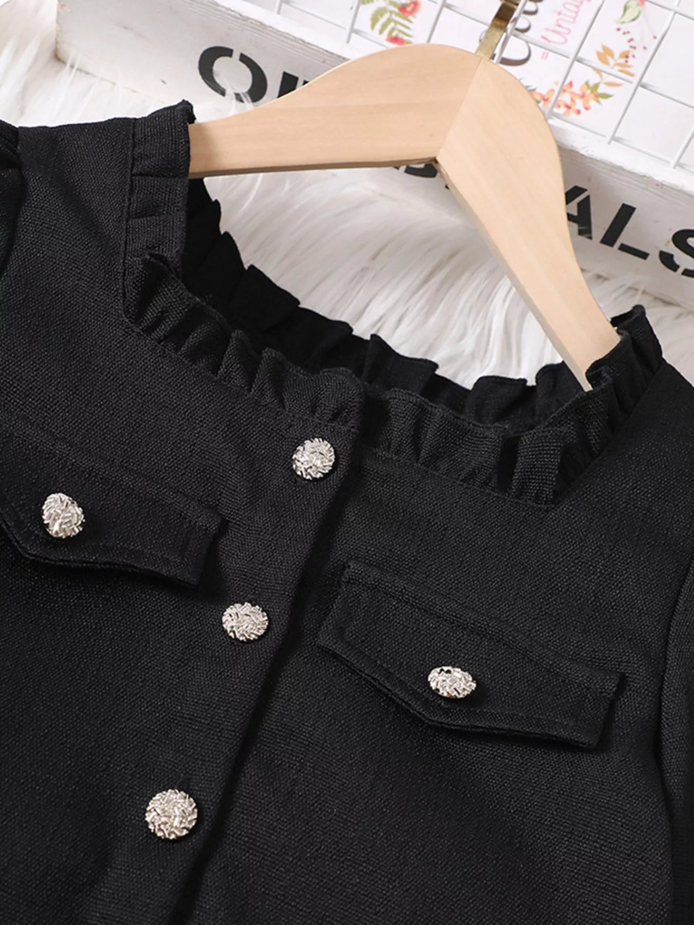 Children's Ruffle Trim Top and Skirt Two-Piece Outfit Set