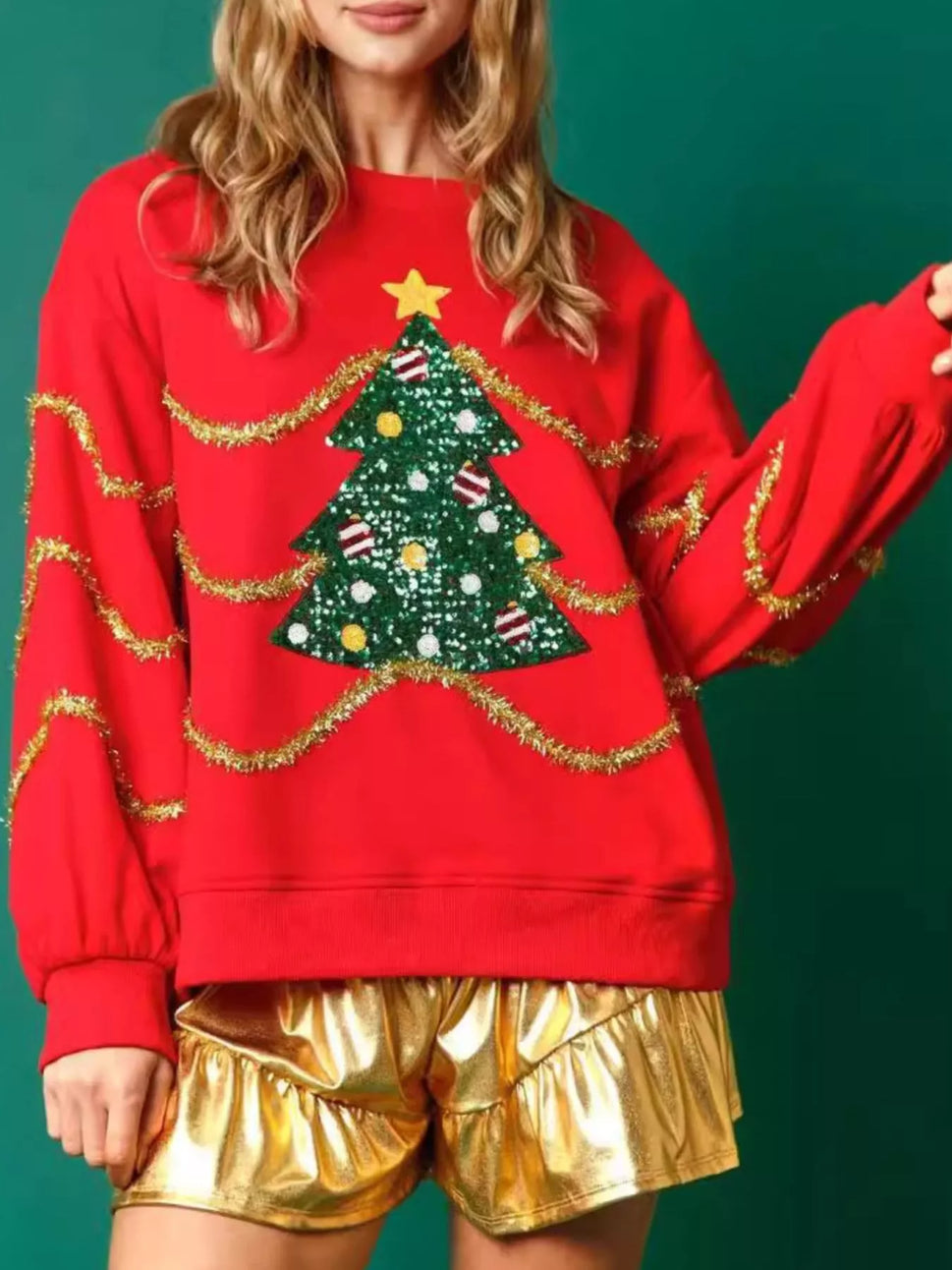 Christmas Tree Round Neck Sweatshirt