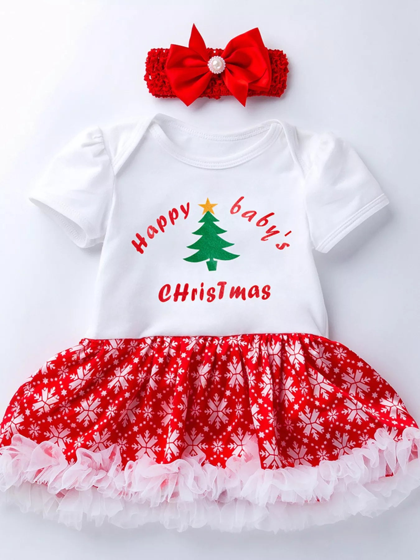 Children's Christmas One Piece Dress with Headband