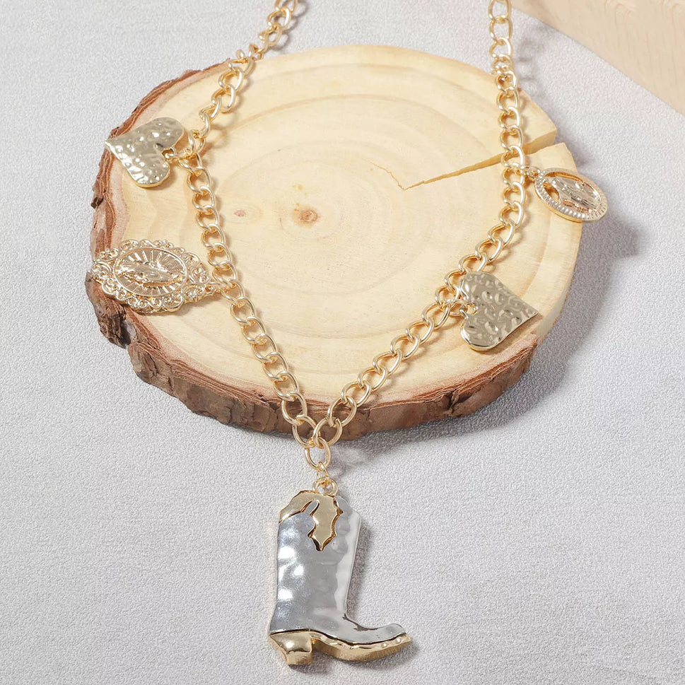 18K Gold-Plated Boots Charm Necklace