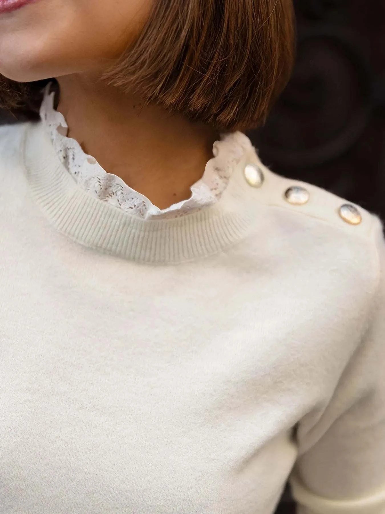 Ribbed Hem Mock Neck Long Sleeve Sweater
