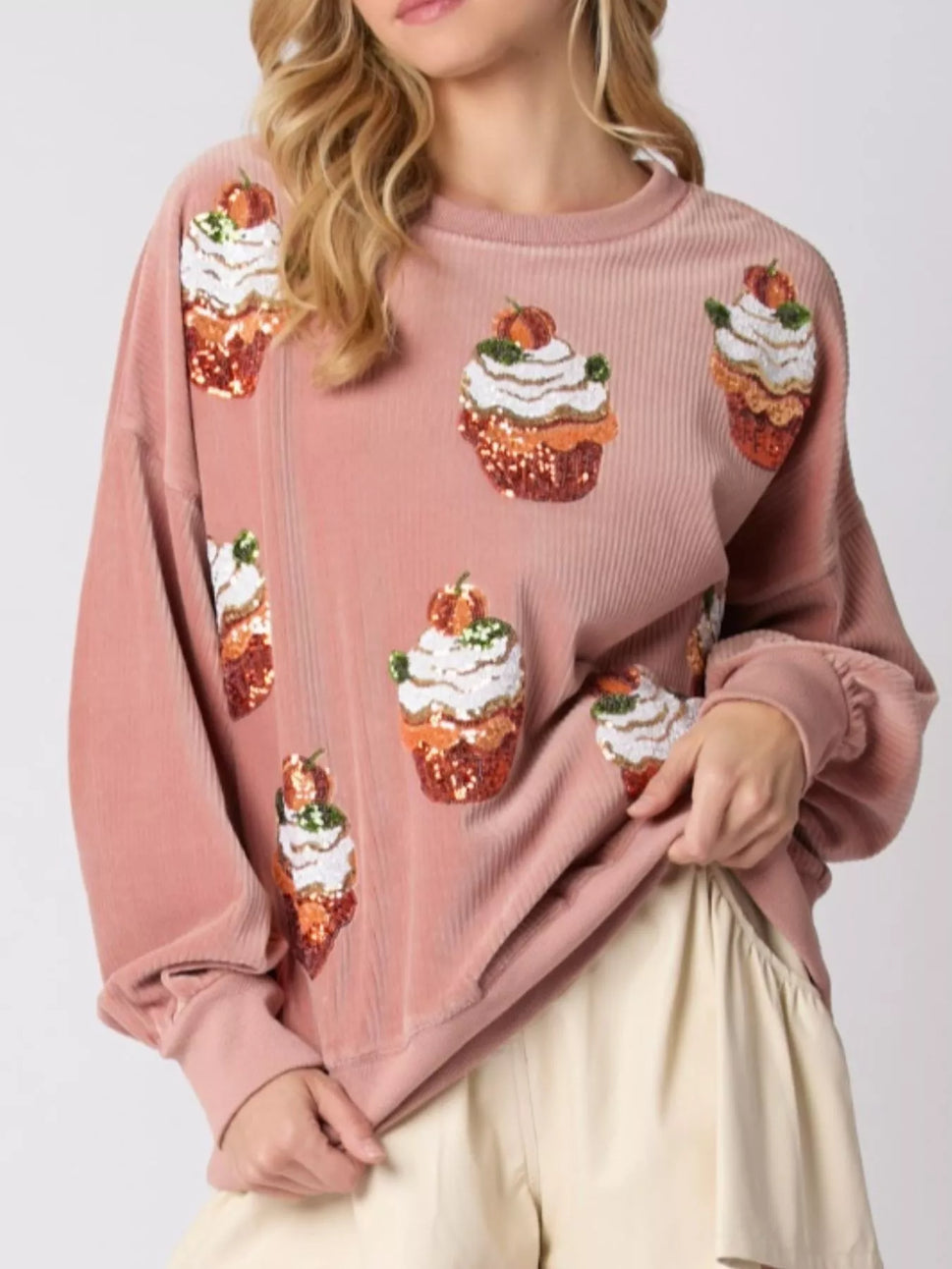 Christmas Cupcake Dropped Shoulder Sweatshirt
