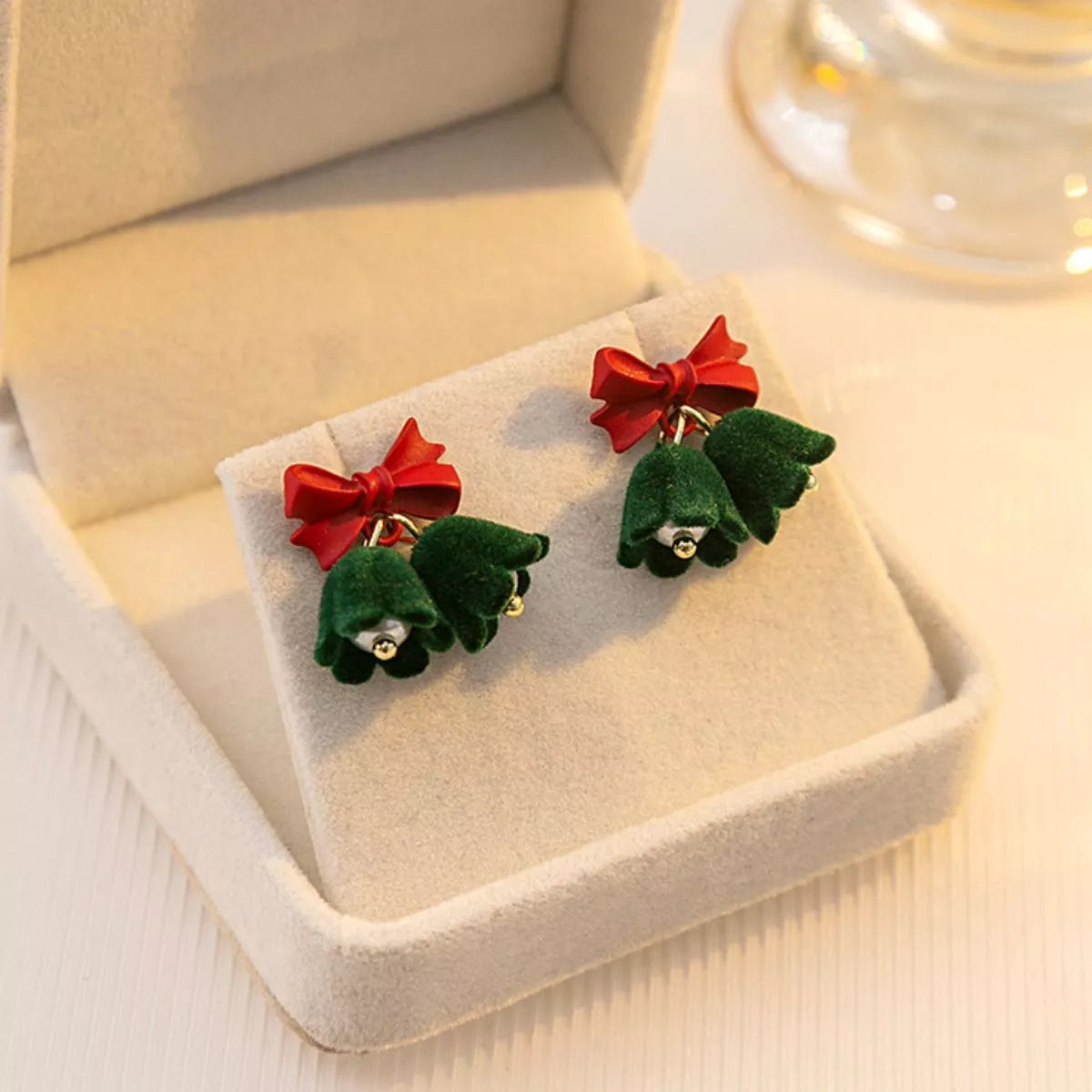 Velvet Bell Earrings with Bow