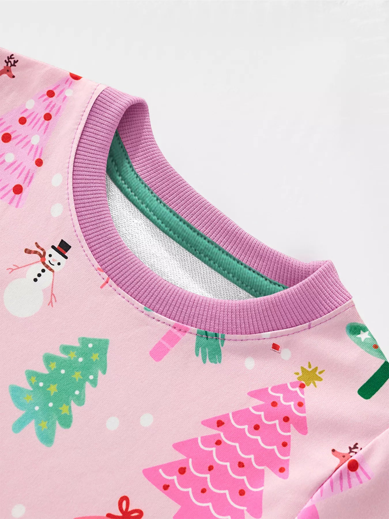 Children's Christmas Tree Print Crew Neck Sweatshirt