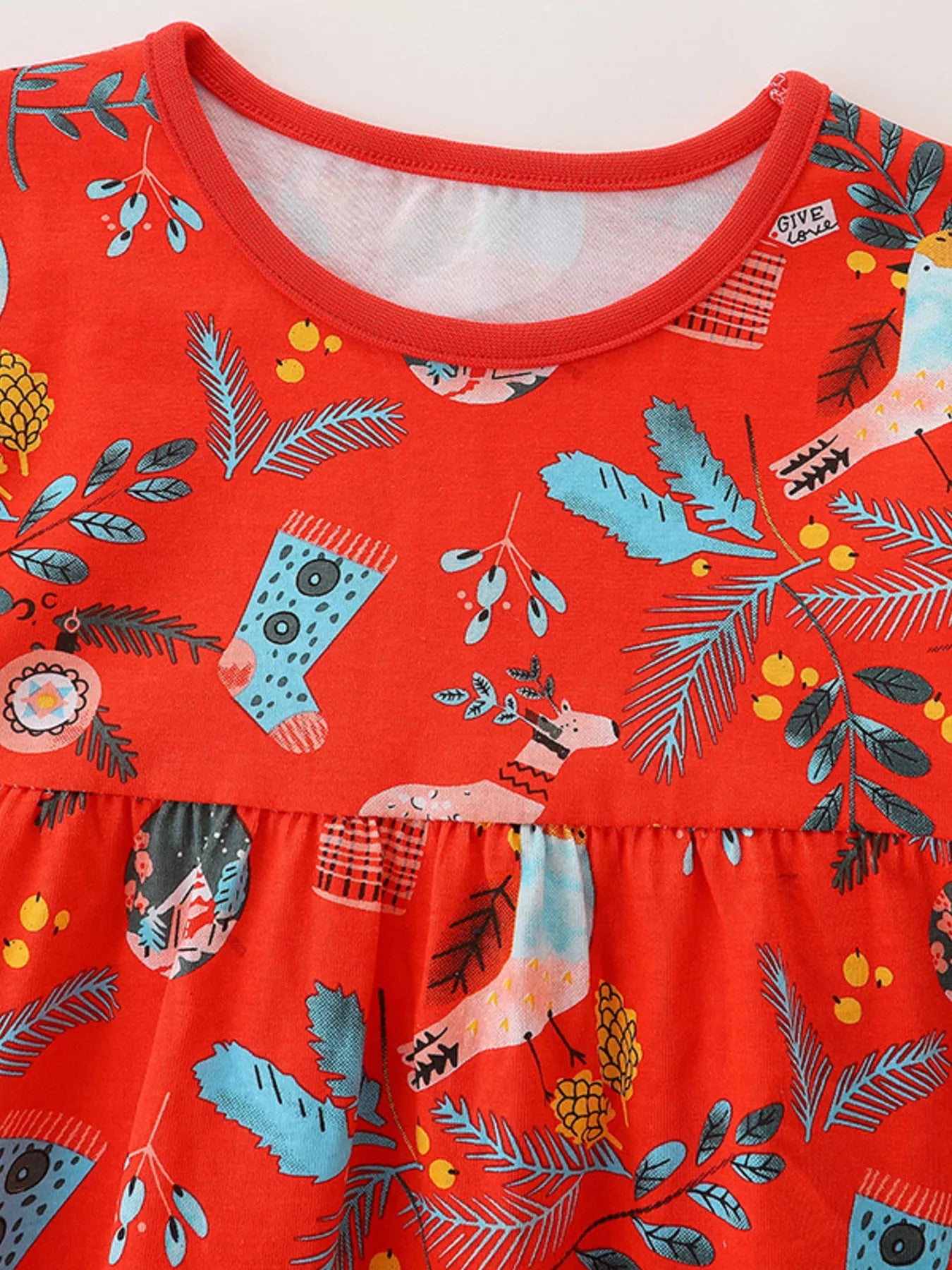 Children's Christmas Print Long Sleeve Dress