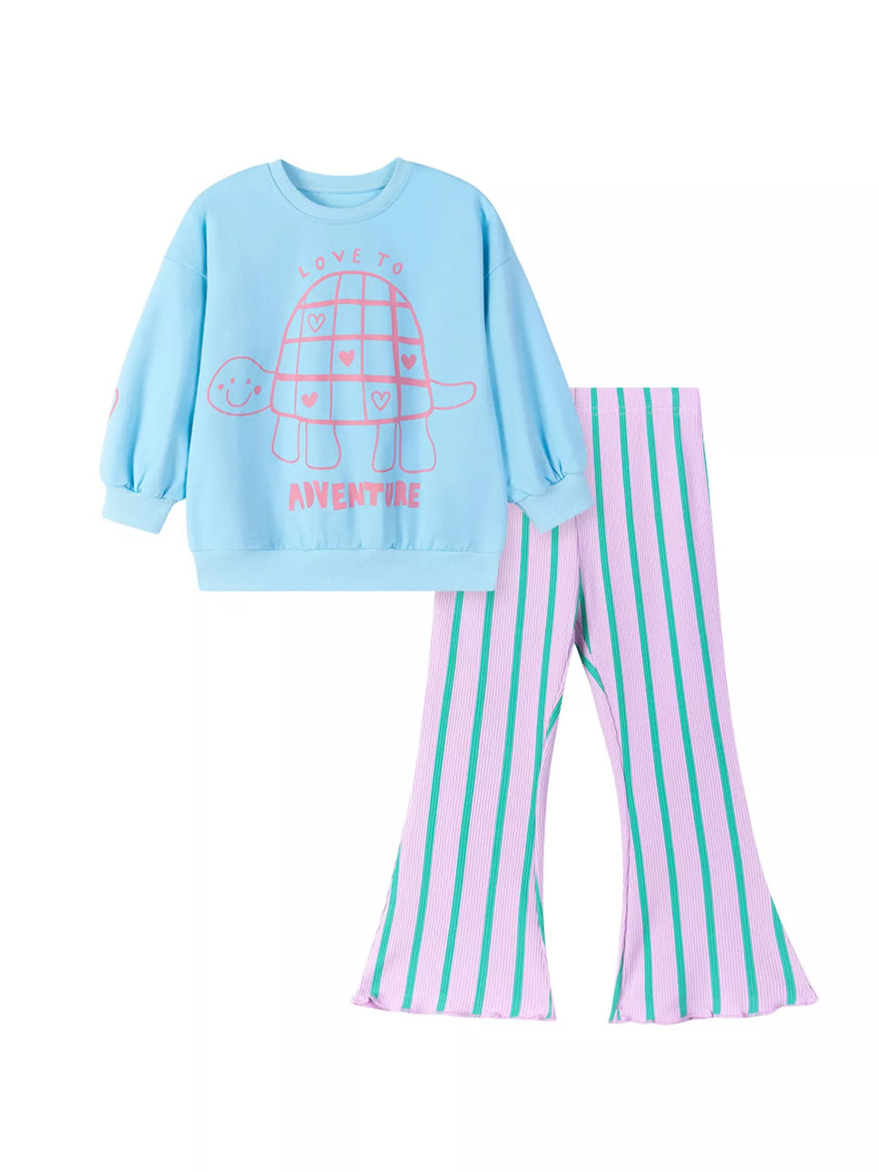 Children's Turtle Round Neck Top and Pants Set