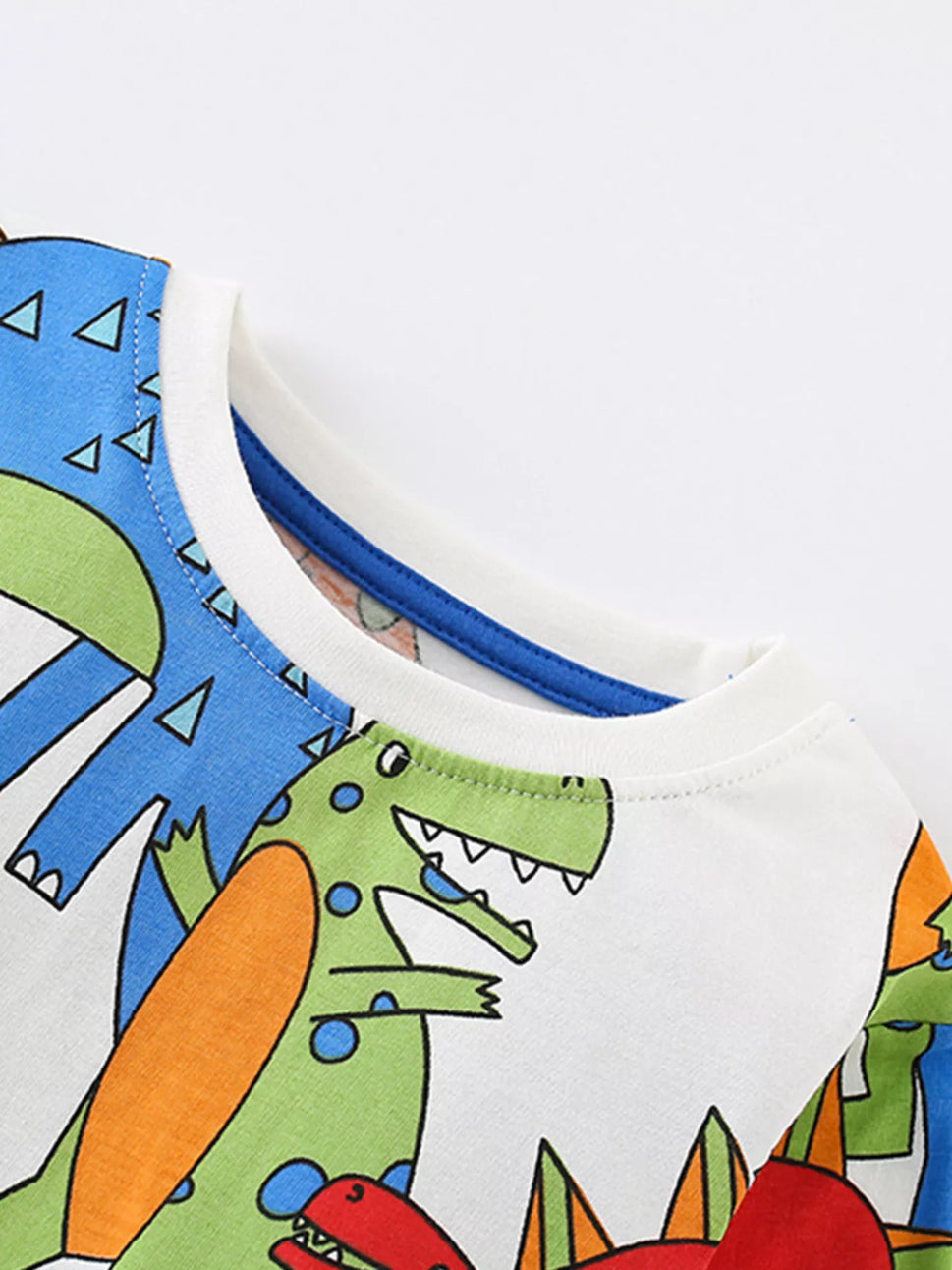 Children's Colorful Dinosaur Print Long Sleeve Top and Pants Set