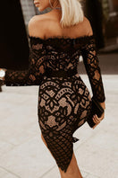 Switch Off-Shoulder Long Sleeve Lace Dress 2 image