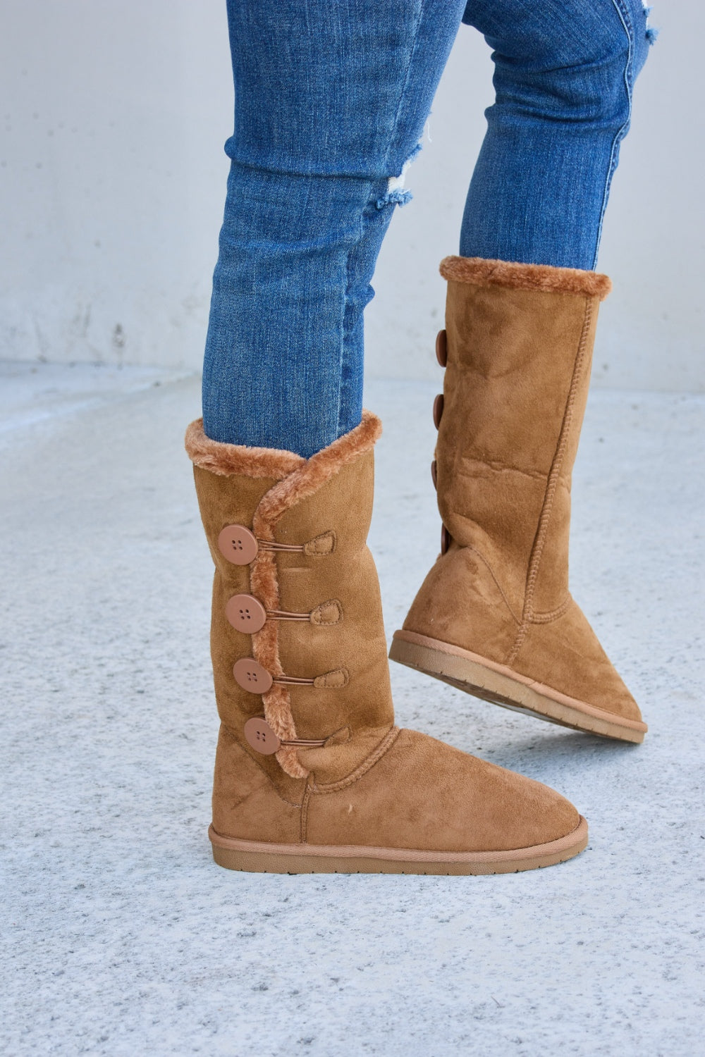 Forever Link Warm Fur Lined Flat Boots | Alfadarling