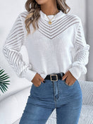 Switch Openwork Round Neck Long Sleeve Knit Top 2 image