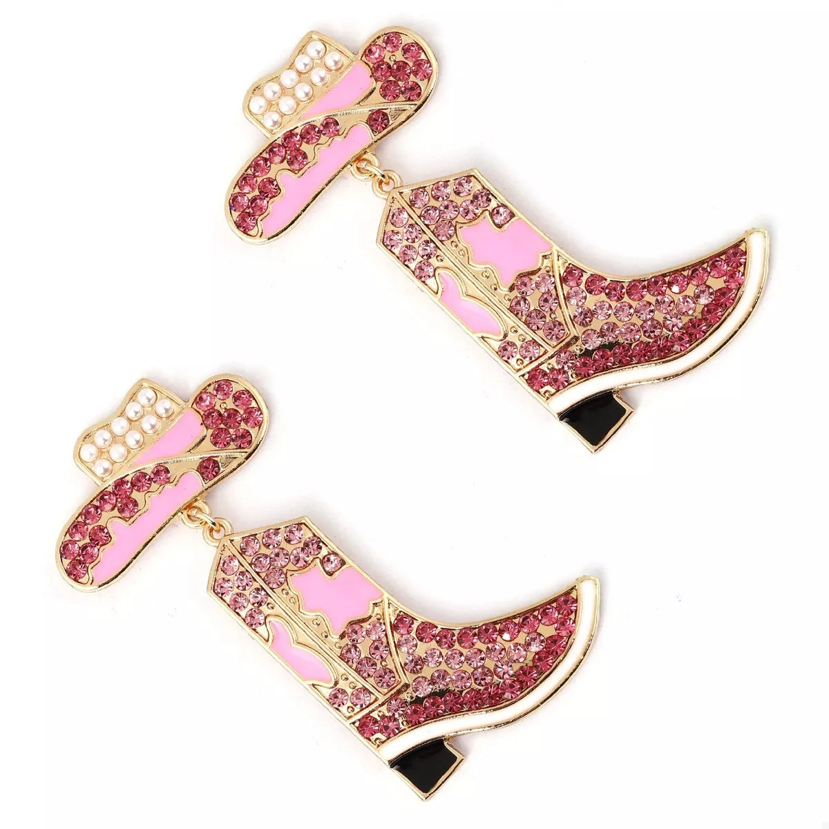 Rhinestone Cowboy Boot Dangle Earrings