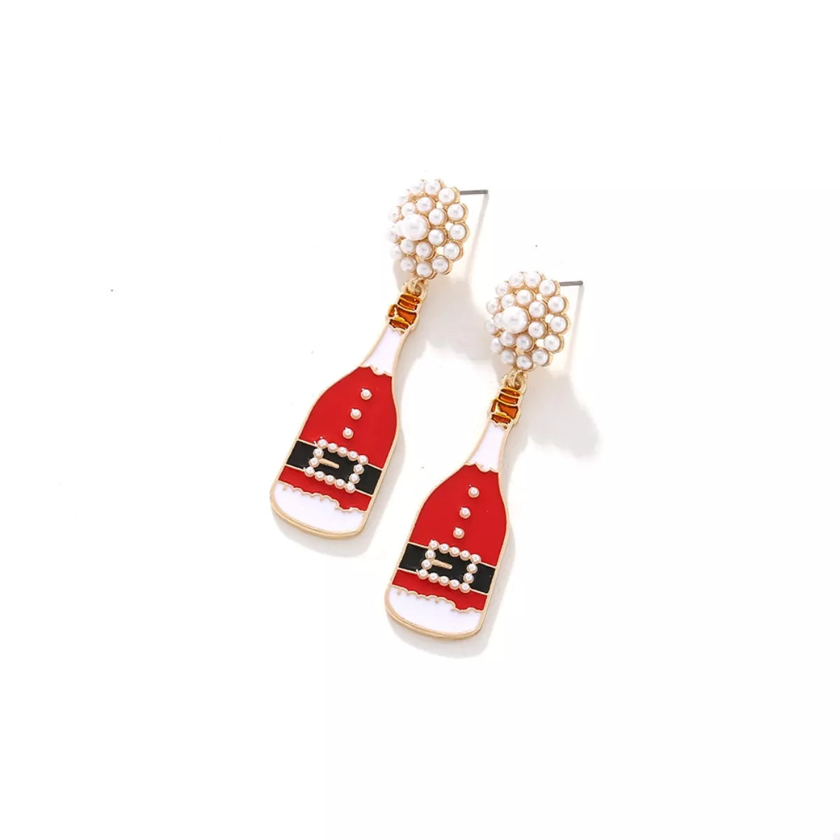 Christmas Champagne Bottle Drop Earrings