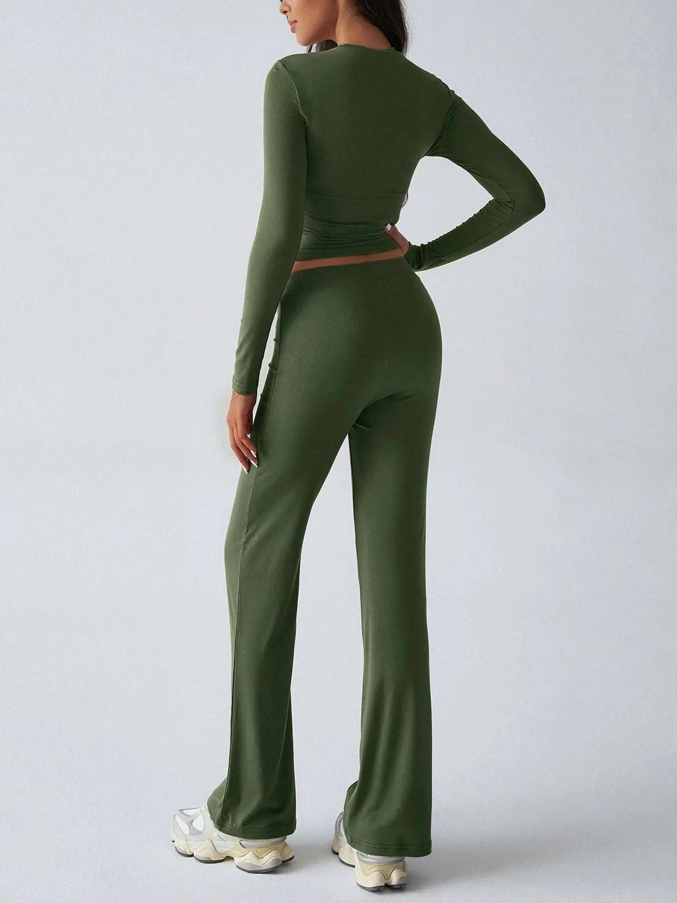 Round Neck Long Sleeve Top and Pants Set