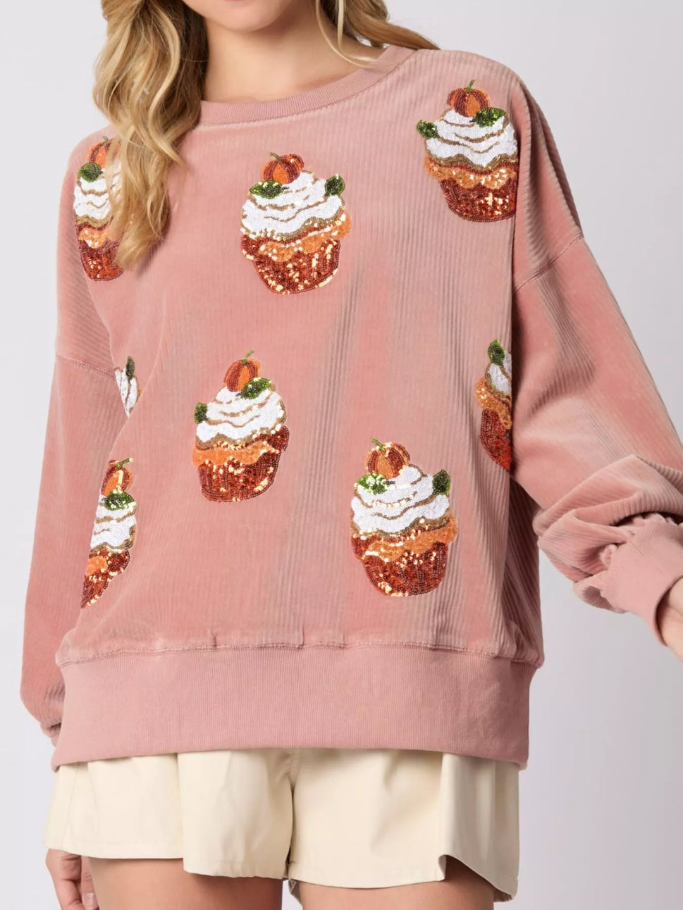 Christmas Cupcake Dropped Shoulder Sweatshirt