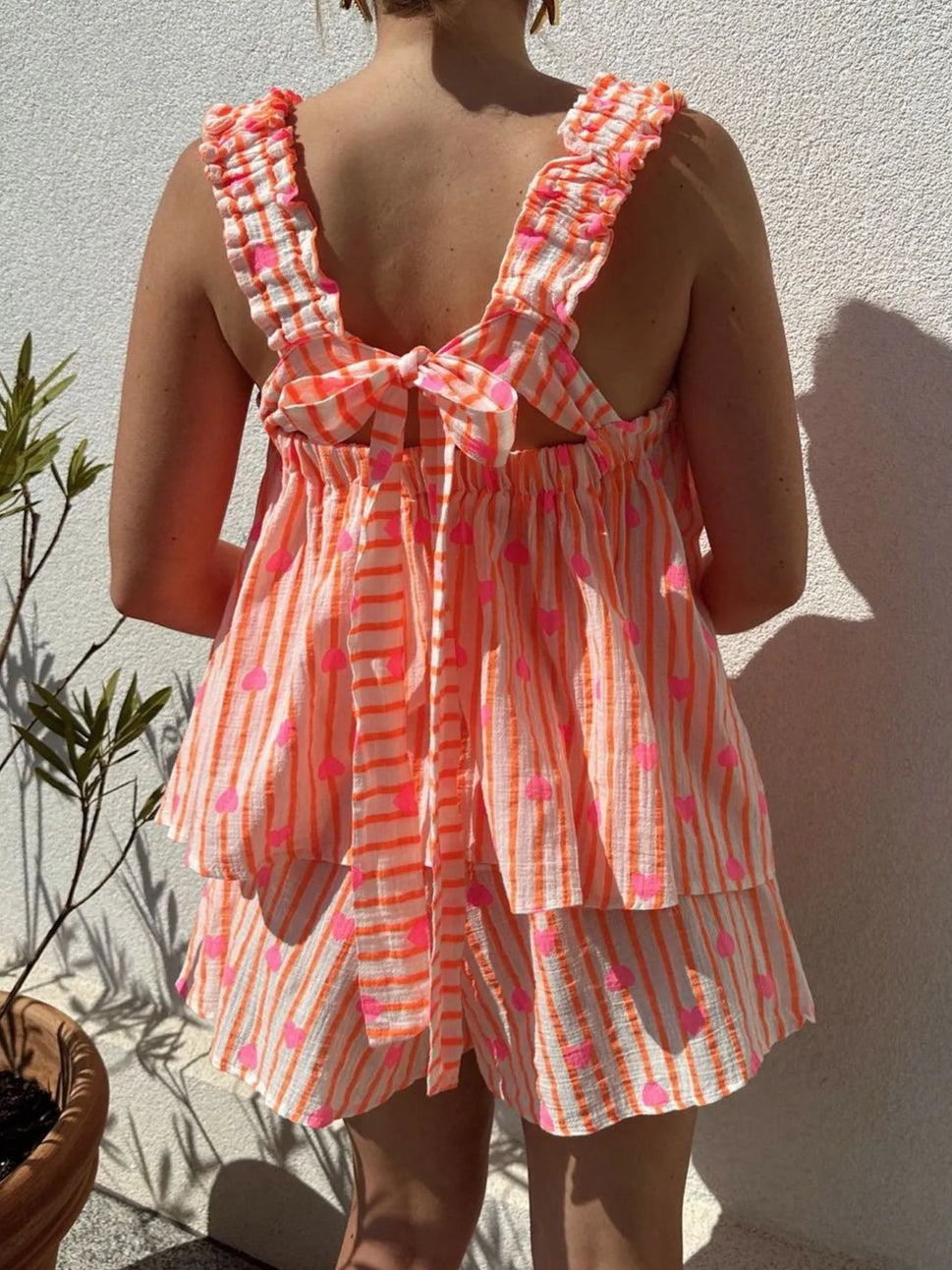 Striped Heart Cami Top and Shorts Set