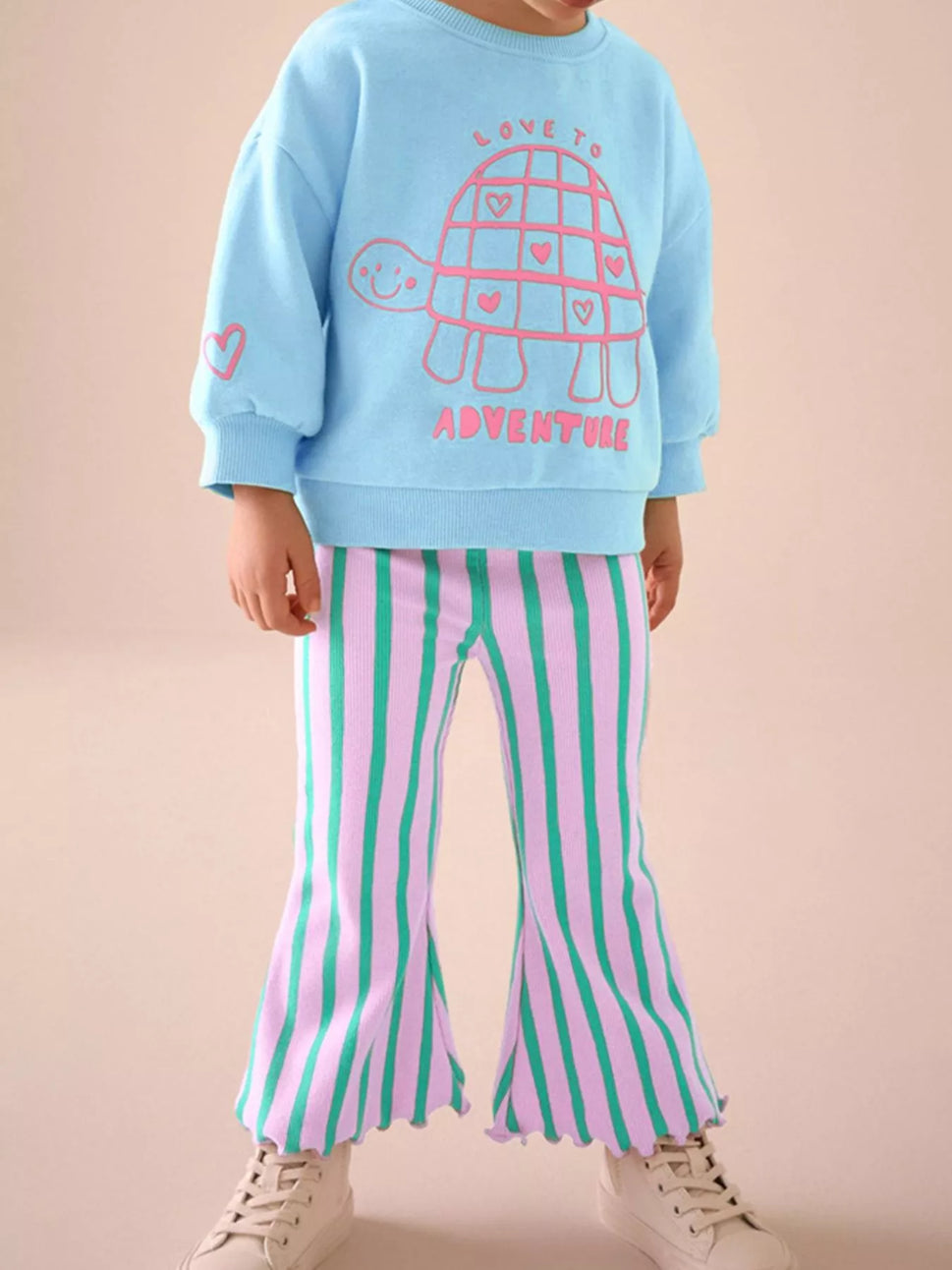 Children's Turtle Round Neck Top and Pants Set
