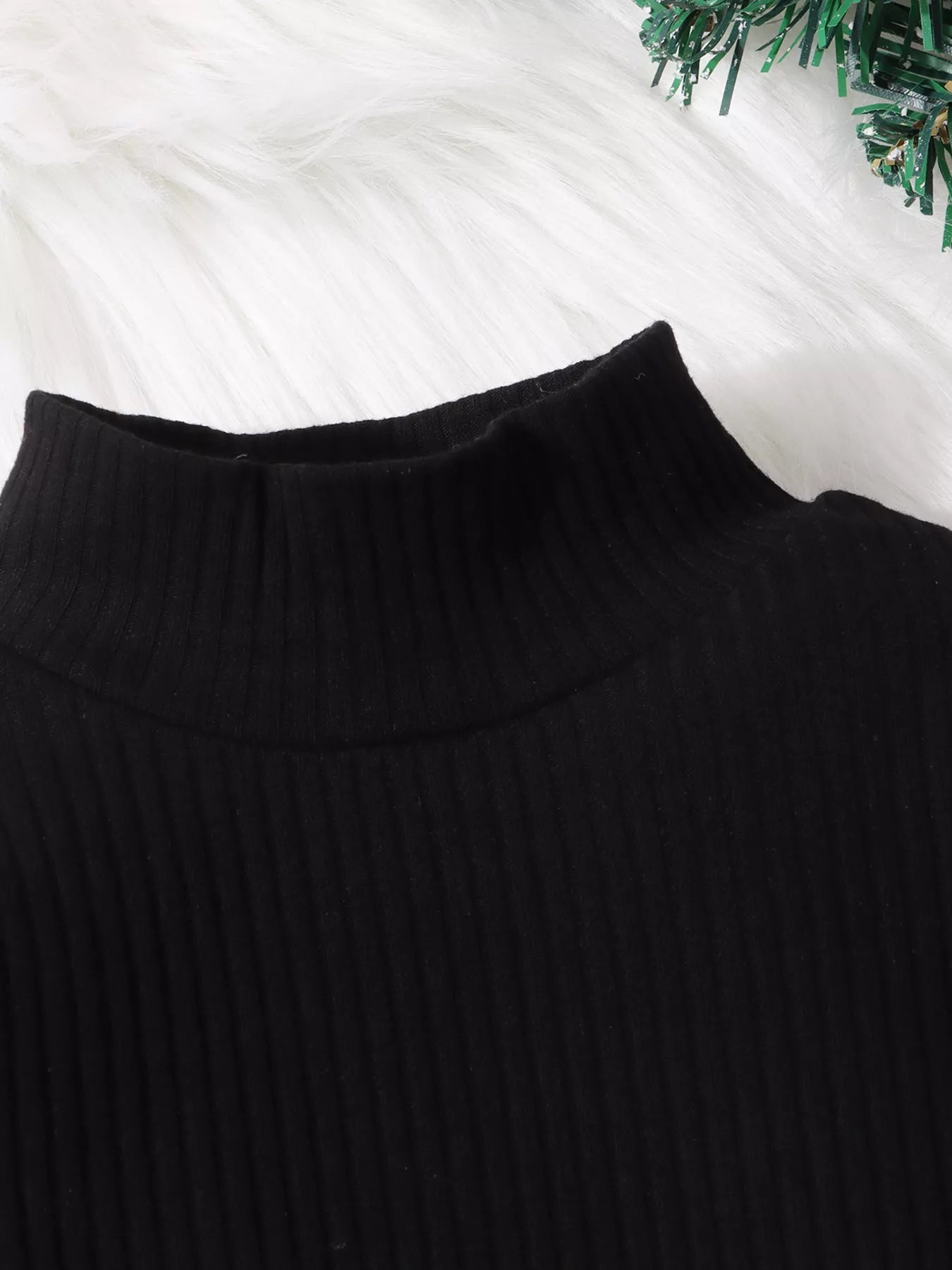 Children's Ribbed Knit Top & Plaid Skirt Set