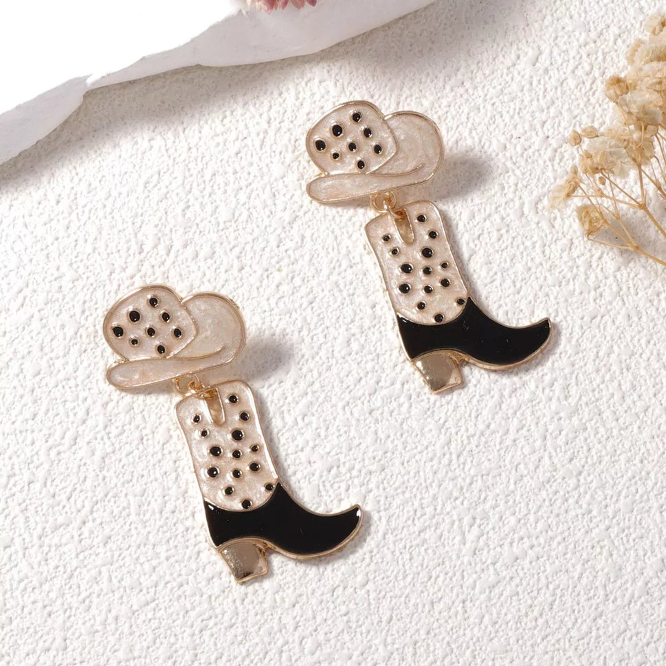 Cowgirl Boot and Hat Dangle Earrings