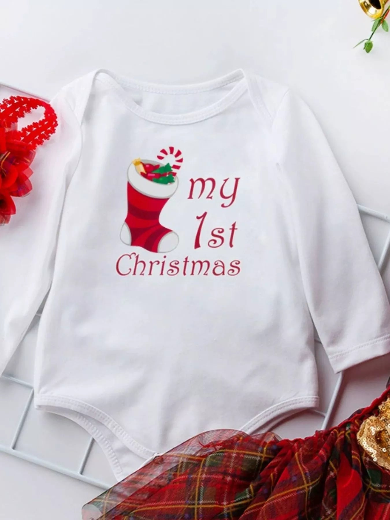 Children's Christmas Santa Baby Outfit Set with Headband