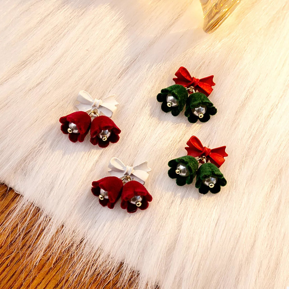 Velvet Bell Earrings with Bow