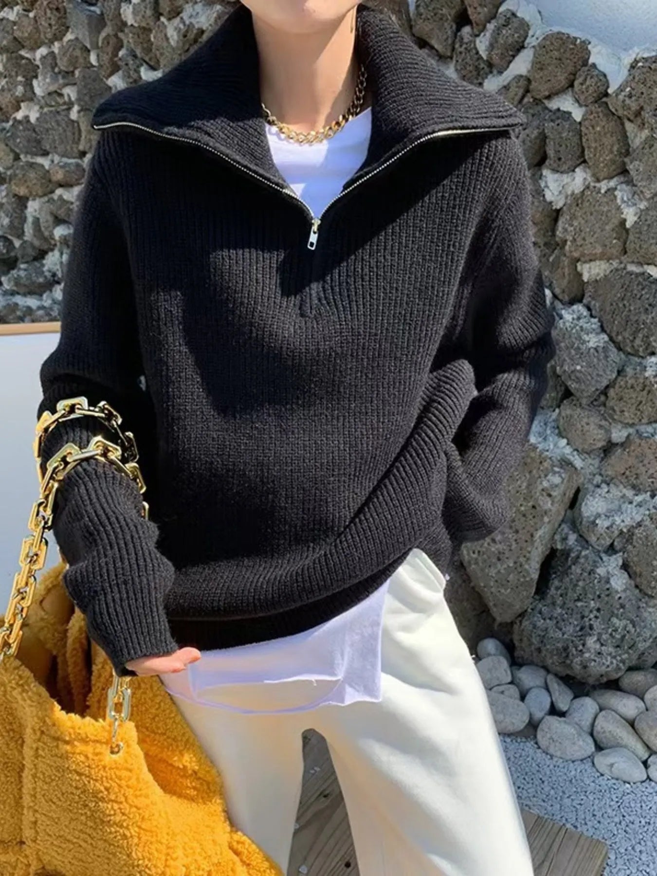 Half-Zip Long Sleeve Sweater
