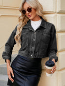 Switch Pocketed Button Up Dropped Shoulder Denim Jacket 3 image