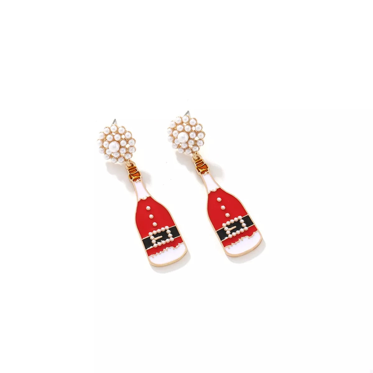Christmas Champagne Bottle Drop Earrings