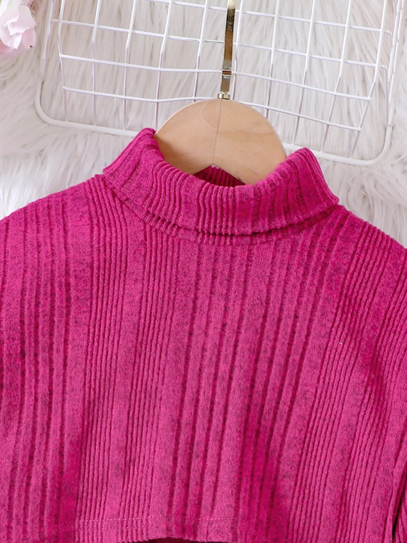 Children's Ribbed Knit Two-Tone Dress Set