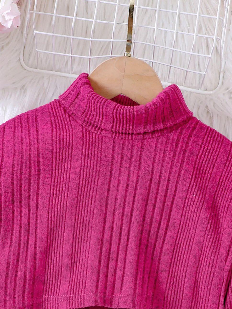 Children's Ribbed Knit Two-Tone Dress Set