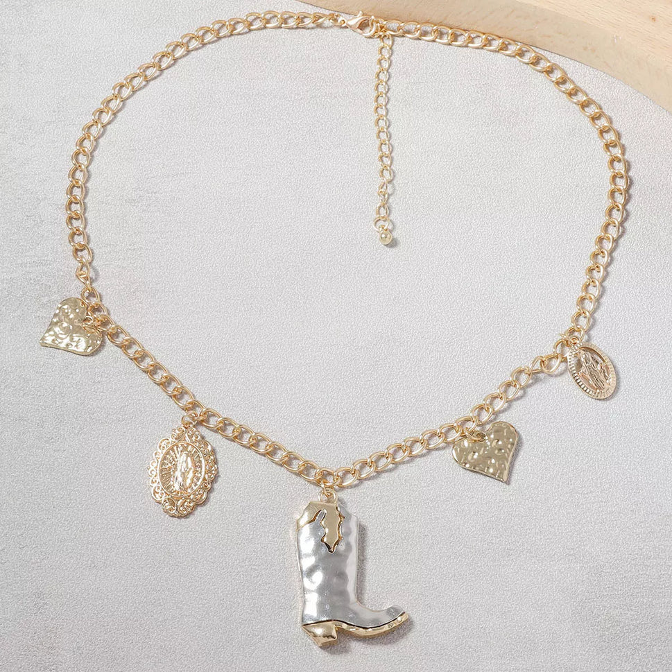 18K Gold-Plated Boots Charm Necklace