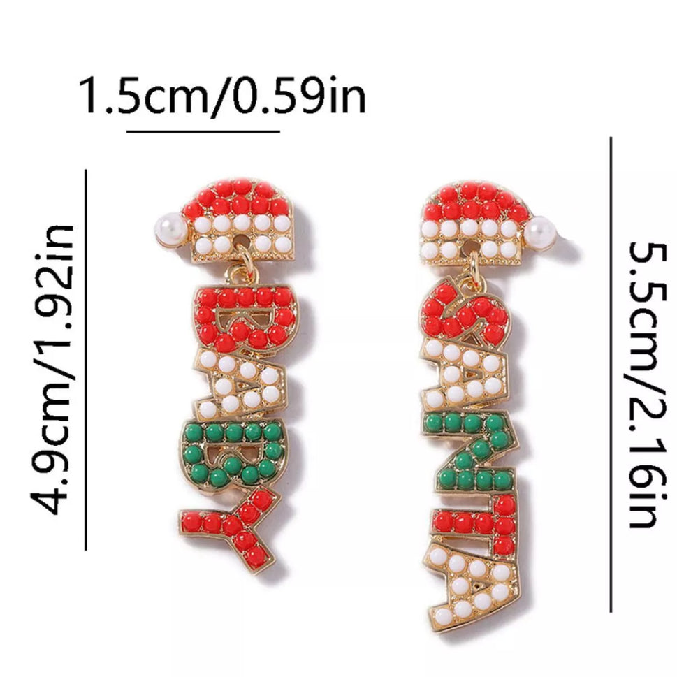 Christmas Beaded BABY Drop Earrings