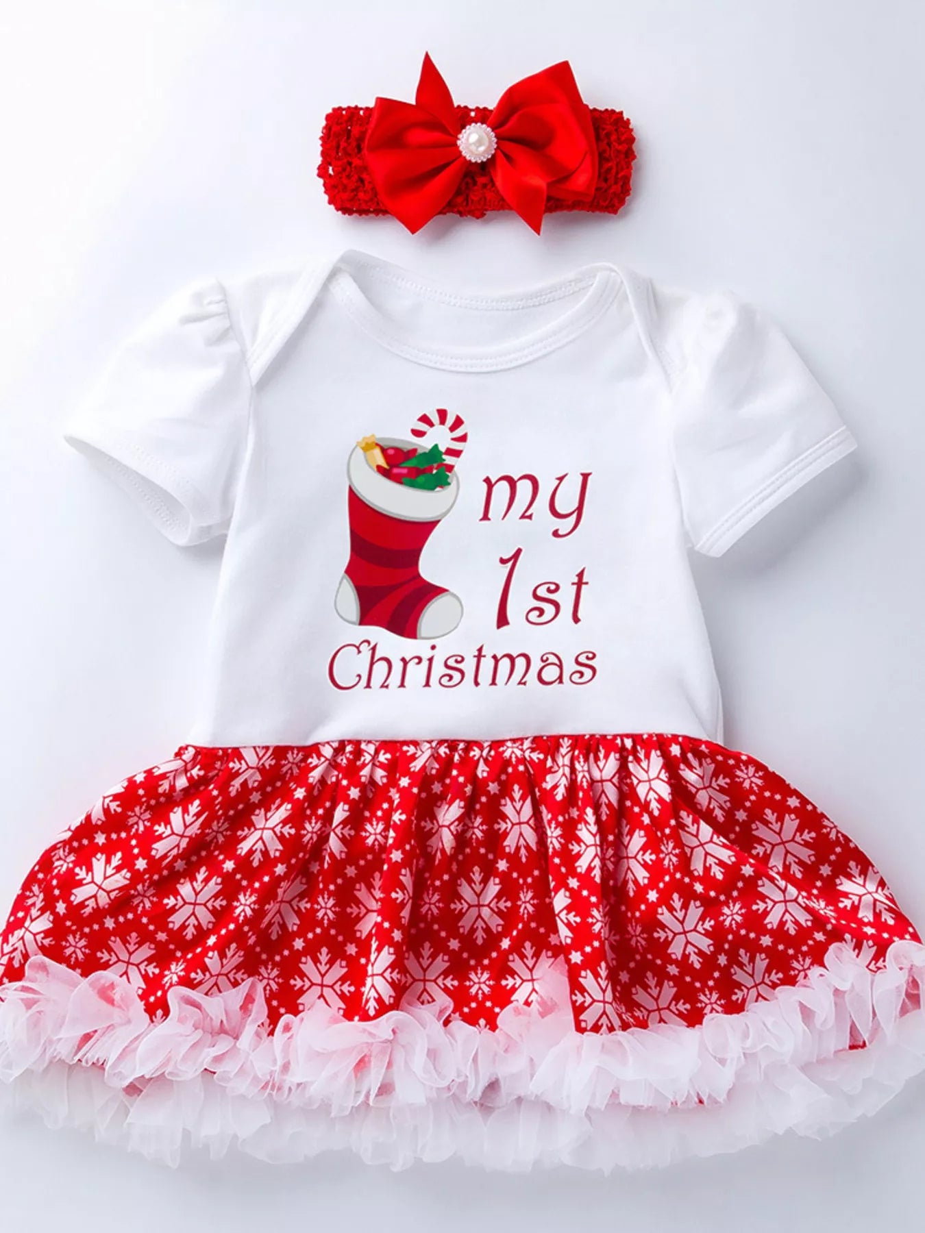 Children's Christmas One Piece Dress with Headband