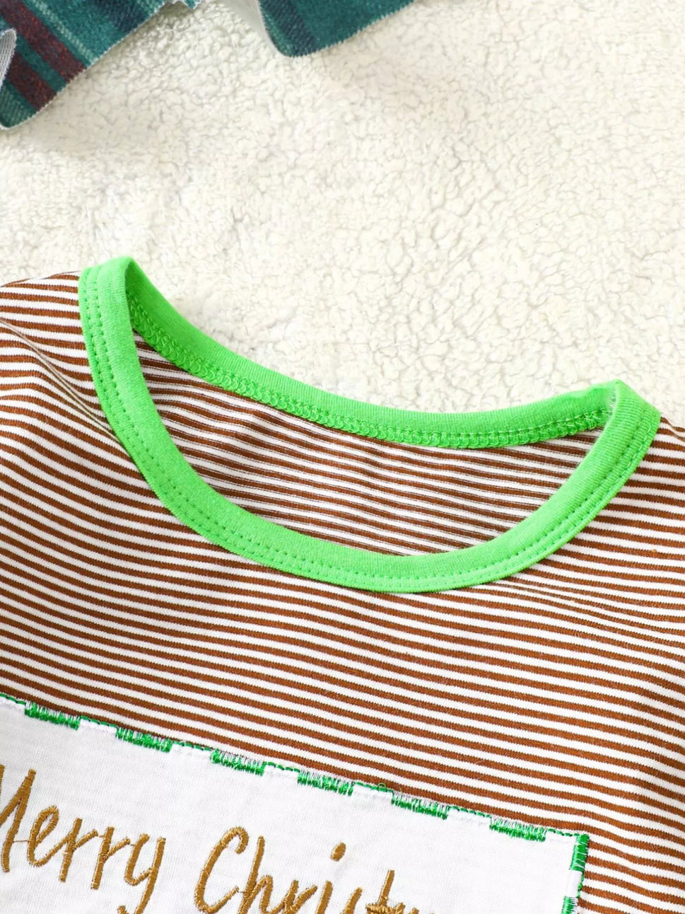 Children's Christmas-Themed Striped Snapped Legs Jumpsuit