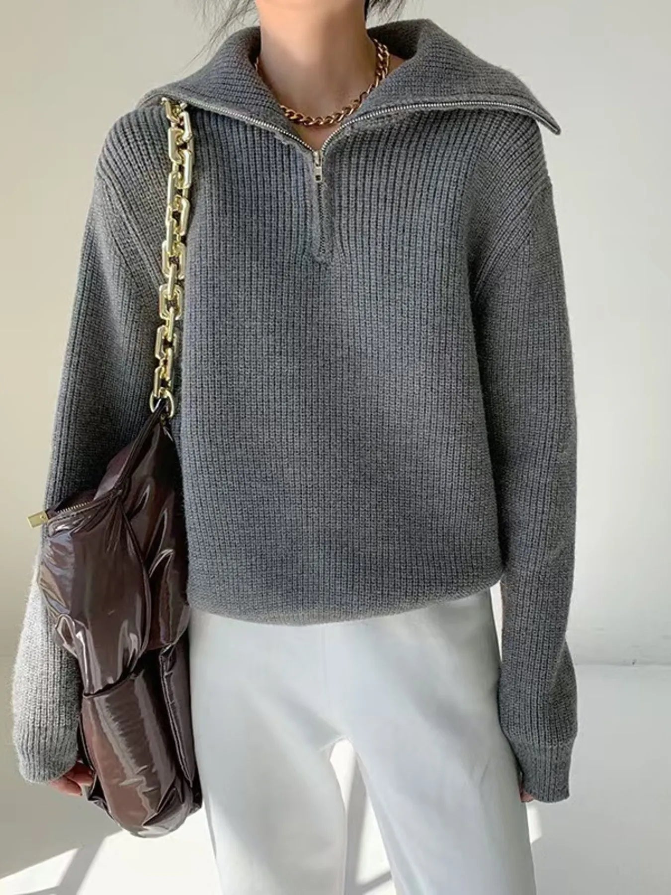 Half-Zip Long Sleeve Sweater