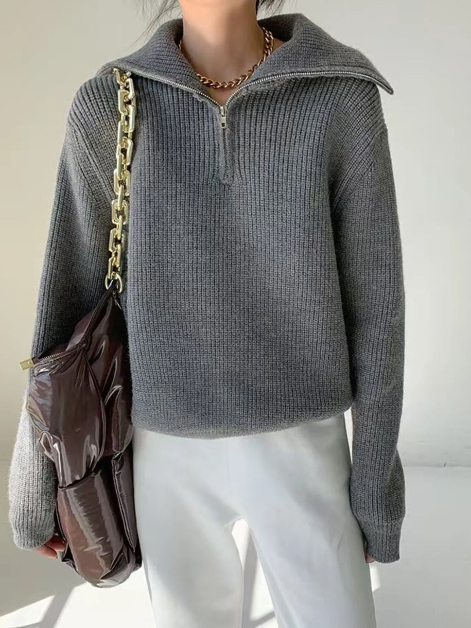 Half-Zip Long Sleeve Sweater