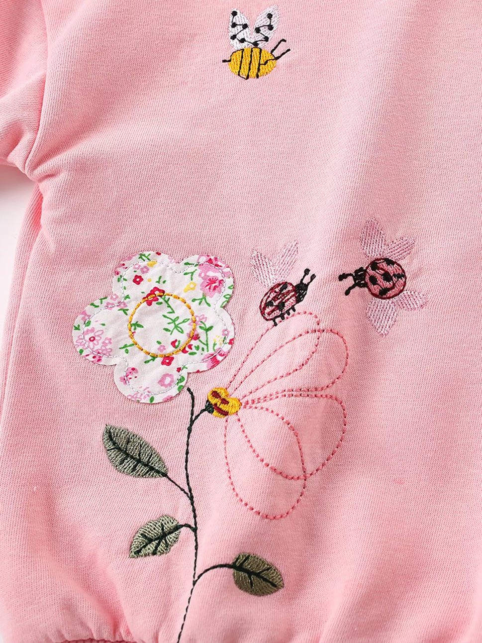 Children's Floral Embroidered Sweatshirt & Pants Set