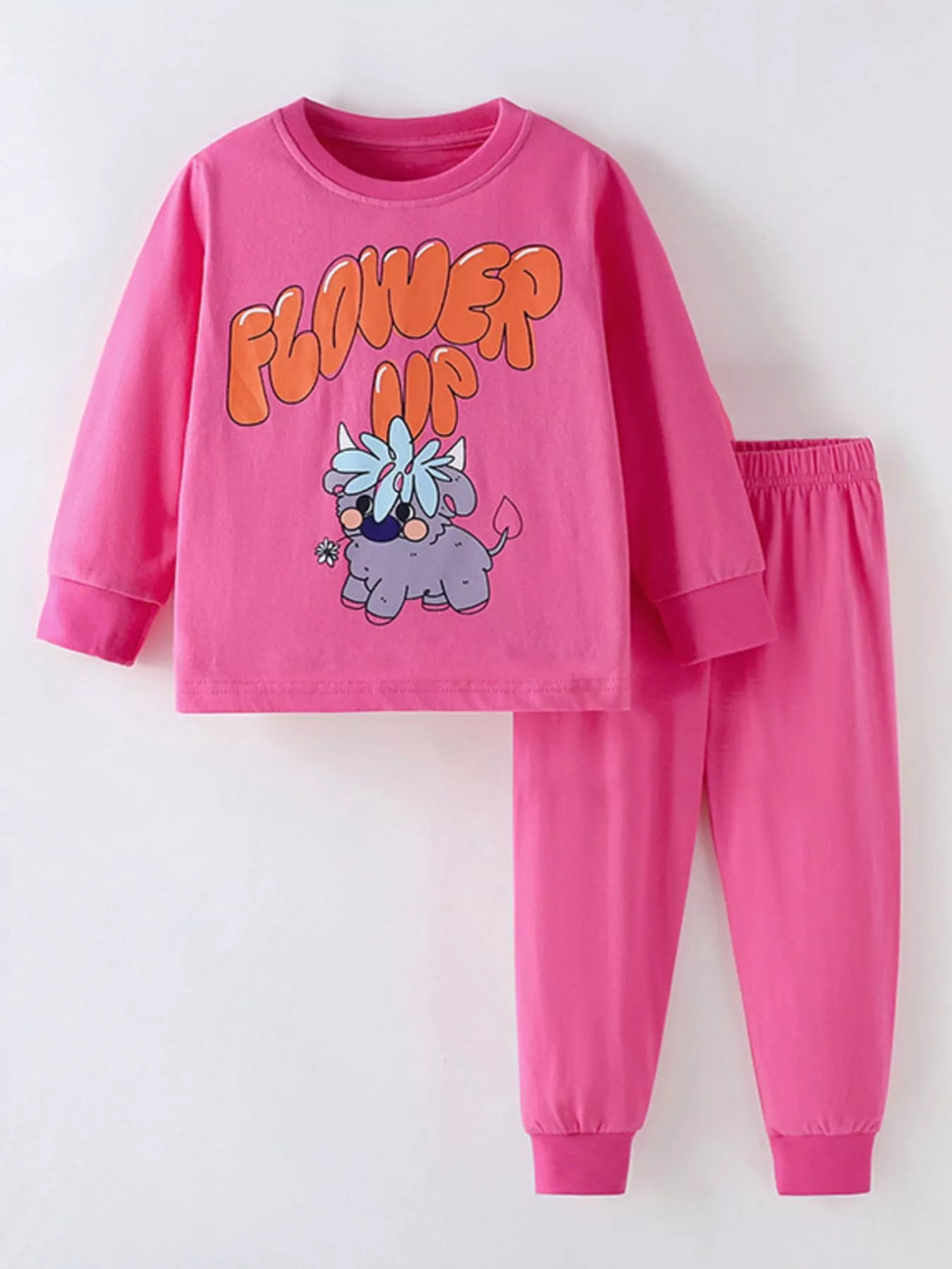Children's Flower Up Cartoon Top and Pants Set