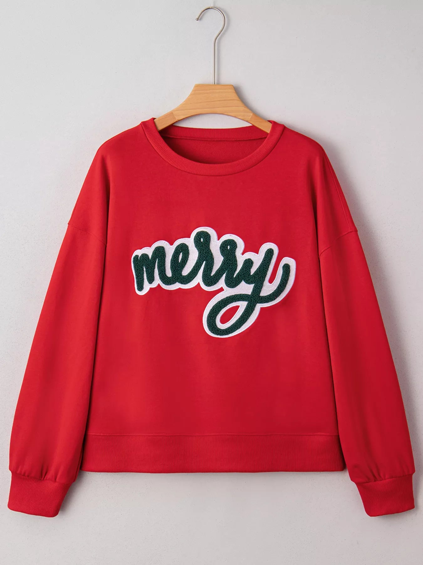 Merry Script Holiday Christmas Graphic Sweatshirt