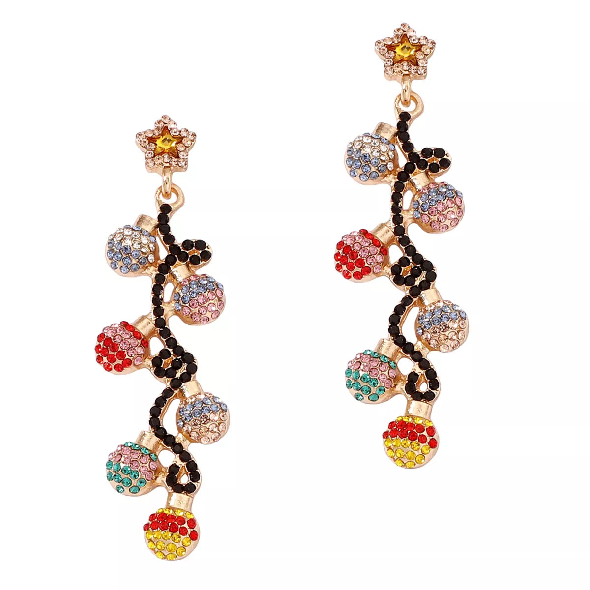 Christmas 18K Gold-Plated Rhinestone Earrings