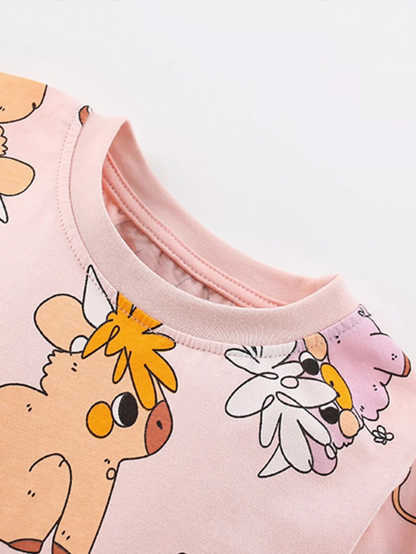 Children's Printed Round Neck Top and Pants Set